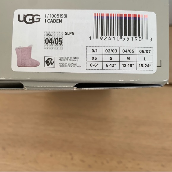 Uggs pink infant Caden boots see size chart - Picture 6 of 7